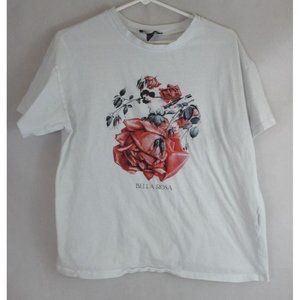 Forever 21 White T-Shirt With Colorful Bella Rosa Design Size Large